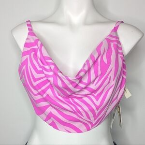NWT Jessica Simpson pink zebra slouchy drapes bikini top S